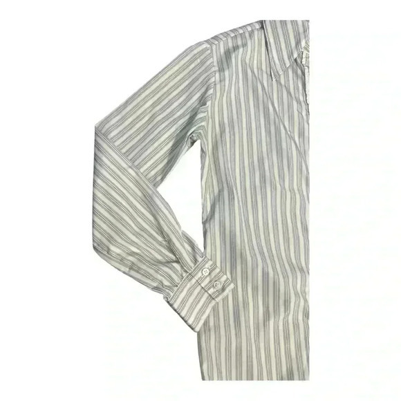 Vintage Evan-Picone Striped Button-Down Shirt Sz 10, Blue & White Office Blouse - Picture 3 of 6